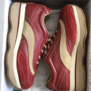 Vintage Aldo Red Platform Leather and Suede Sneakers